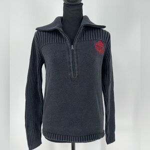 TOMMY HILFIGER 100% COTTON CLASSIC‎ QUARTER ZIP BLUE PULLOVER SWEATER
